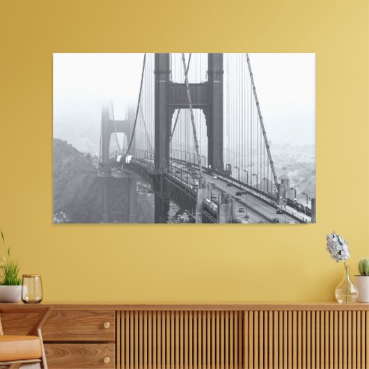 Golden Gate bw Canvas Afdruk (Insitu (Woonkamer))