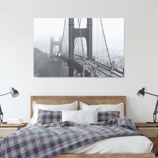 Golden Gate bw Canvas Afdruk (Insitu (Slaapkamer))