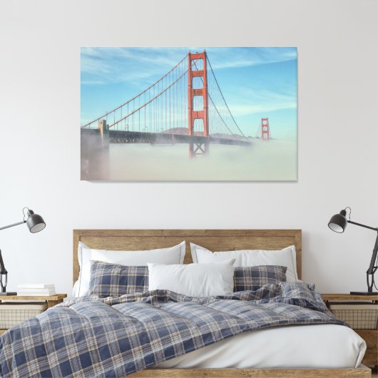Golden Gate en mist Canvas Afdruk (Insitu (Slaapkamer))