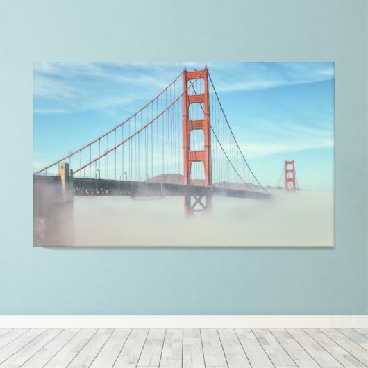 Golden Gate en mist Canvas Afdruk (Insitu (Houten vloer))
