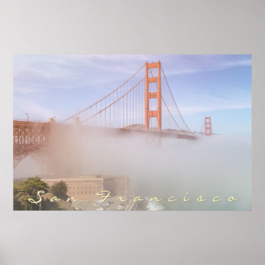 Golden Gate en mist Poster (Voorkant)