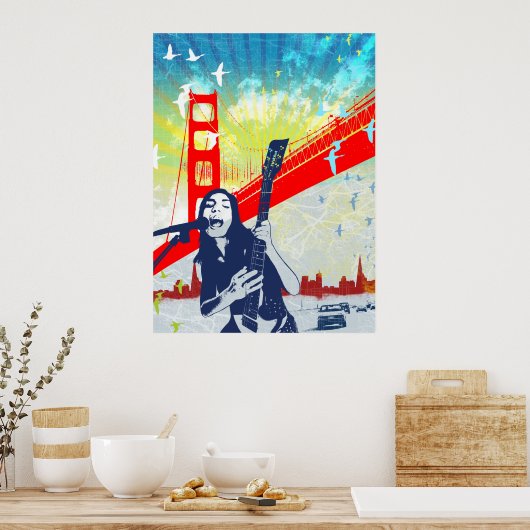 Golden Gate Guitarist Poster (Keuken)