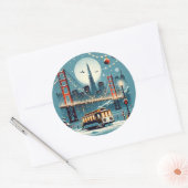 Golden Gate Holiday Magic San Francisco Christmas Ronde Sticker (Envelop)