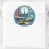 Golden Gate Holiday Magic San Francisco Christmas Ronde Sticker (Tas)