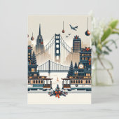 Golden Gate Holiday Magic San Francisco Kerstmis Bedankkaart (Staand voorkant)