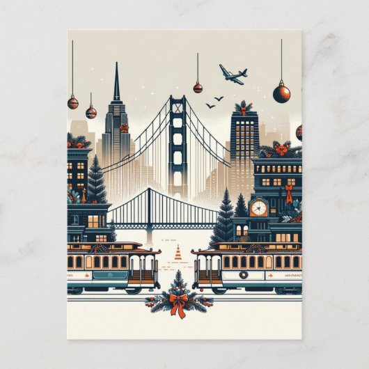Golden Gate Holiday Magic San Francisco Kerstmis Briefkaart (Voorkant)