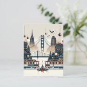 Golden Gate Holiday Magic San Francisco Kerstmis Feestdagenkaart (Staand voorkant)