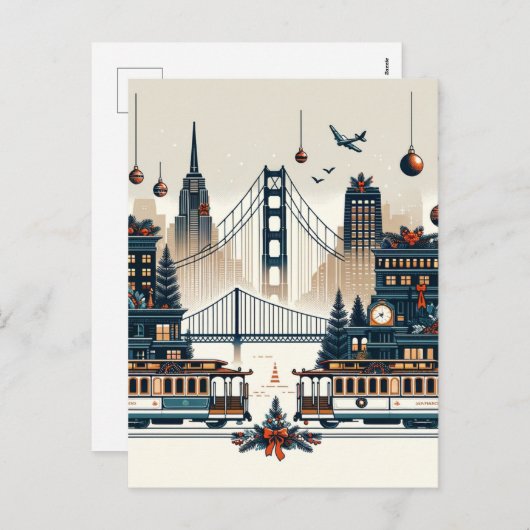 Golden Gate Holiday Magic San Francisco Kerstmis Feestdagenkaart (Voorkant / Achterkant)