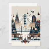 Golden Gate Holiday Magic San Francisco Kerstmis Kaart (Voorkant / Achterkant)