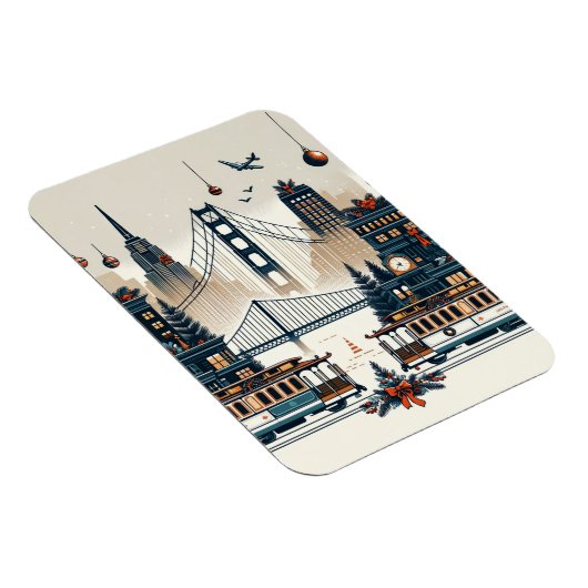 Golden Gate Holiday Magic San Francisco Kerstmis Magneet (Rechterzijde)