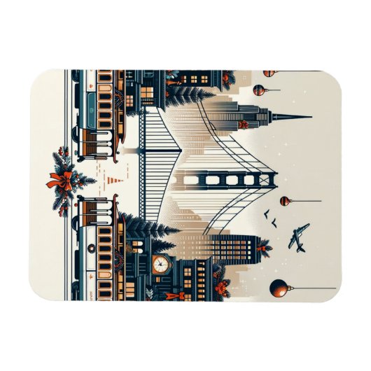 Golden Gate Holiday Magic San Francisco Kerstmis Magneet (Horizontaal)