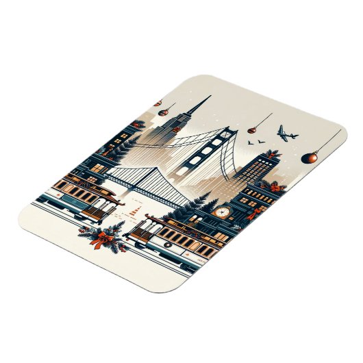 Golden Gate Holiday Magic San Francisco Kerstmis Magneet (Linkerzijde)