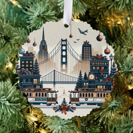 Golden Gate Holiday Magic San Francisco Kerstmis Ornament Kaart (Insitu (Drie))