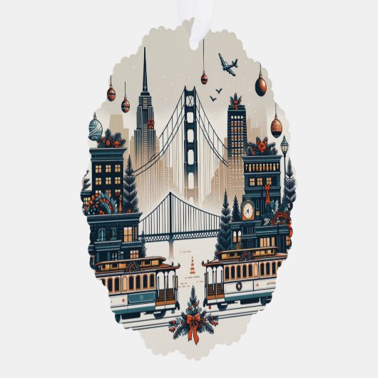 Golden Gate Holiday Magic San Francisco Kerstmis Ornament Kaart (Rechts)
