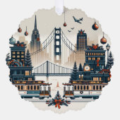 Golden Gate Holiday Magic San Francisco Kerstmis Ornament Kaart (Voorkant)
