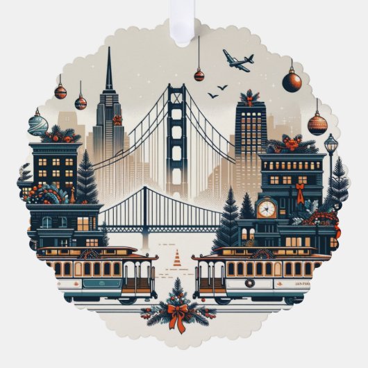 Golden Gate Holiday Magic San Francisco Kerstmis Ornament Kaart (Voorkant)