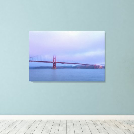Golden Gate in de mist Canvas Afdruk (Insitu (Houten vloer))