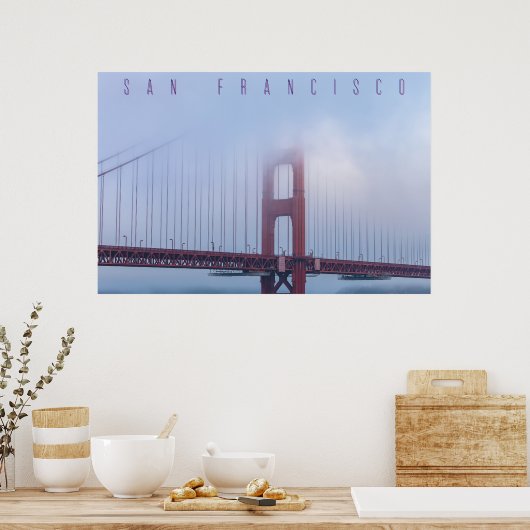 Golden Gate in de mist Poster (Keuken)