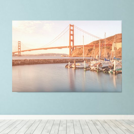 Golden Gate in de ochtend Canvas Afdruk (Insitu (Houten vloer))
