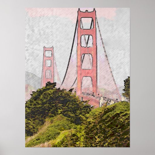 Golden Gate in Oil Poster (Voorkant)