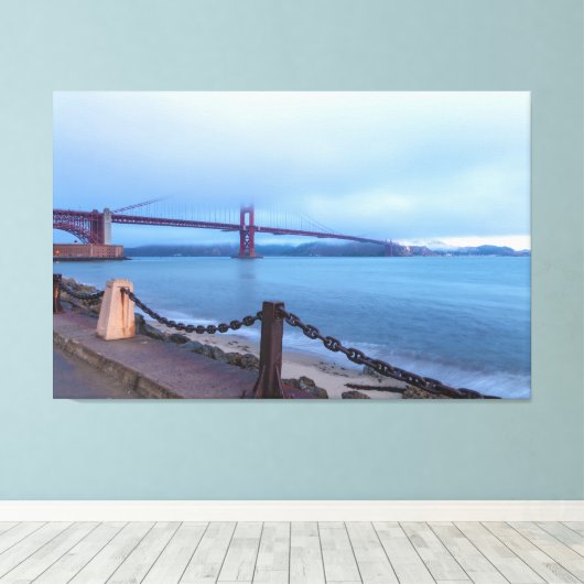 Golden Gate onder mist Canvas Afdruk (Insitu (Houten vloer))