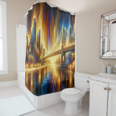 Golden Gate Reflections: het nachtelijke stadsbeel Douchegordijn (In situ)