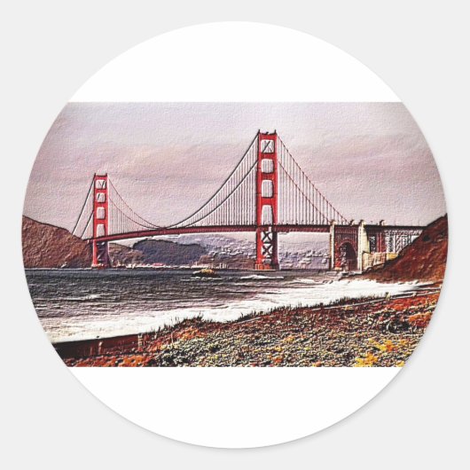 Golden Gate Ronde Sticker (Voorkant)