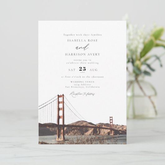 Golden Gate San Francisco California Wedding Kaart (Staand voorkant)