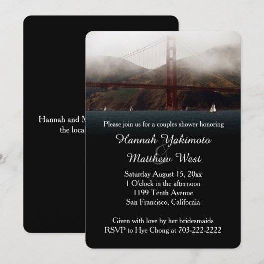 Golden Gate San Francisco Couples Shower Invite Kaart (Voorkant / Achterkant)