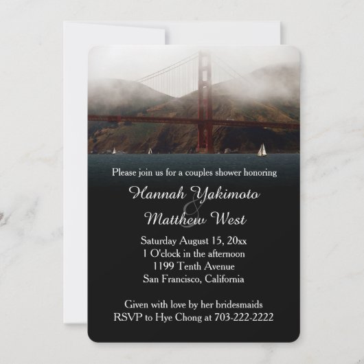 Golden Gate San Francisco Couples Shower Invite Kaart (Voorkant)