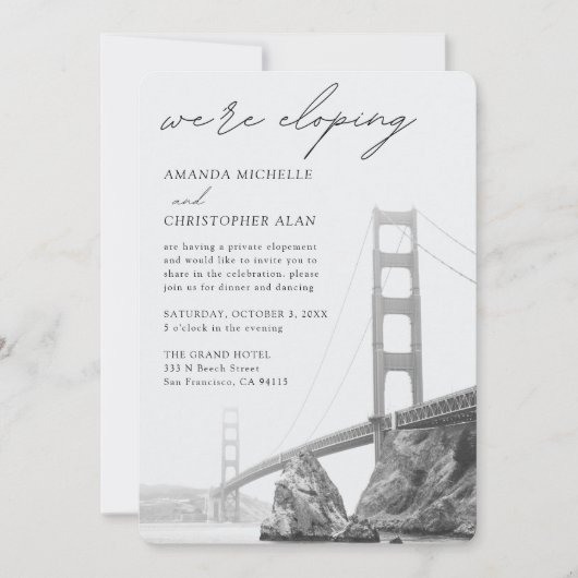 Golden Gate San Francisco Elopement receptie Kaart (Voorkant)