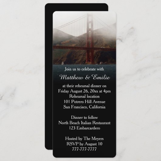 Golden Gate San Francisco Rehearsal Dinner Kaart (Voorkant / Achterkant)