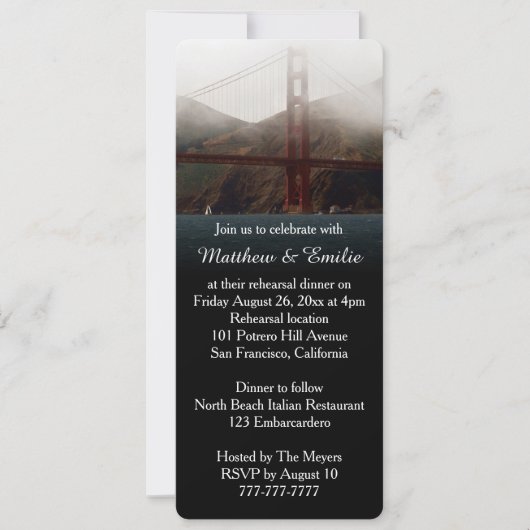 Golden Gate San Francisco Rehearsal Dinner Kaart (Voorkant)