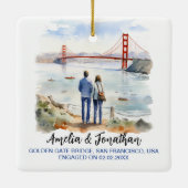 Golden Gate, San Francisco, Waterverf Reiskunst Keramisch Ornament (Achterkant)