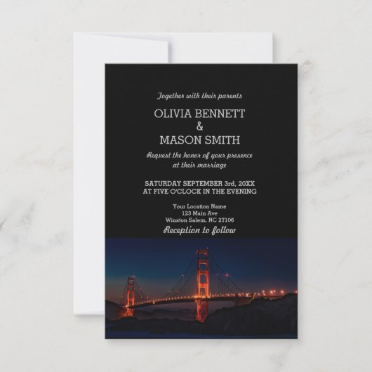 Golden Gate San Francisco Wedding Invitation Kaart (Voorkant)