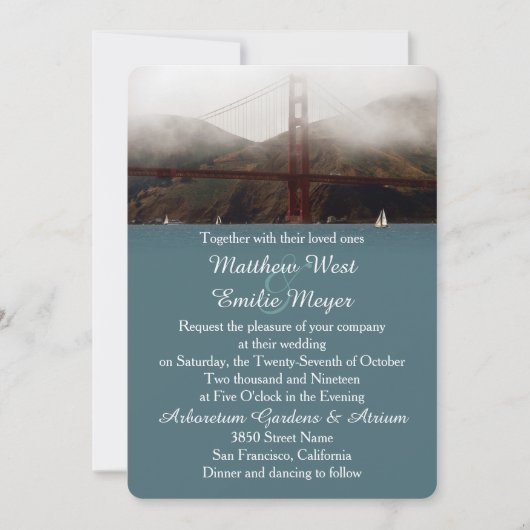 Golden Gate San Francisco Wedding Invitation Kaart (Voorkant)