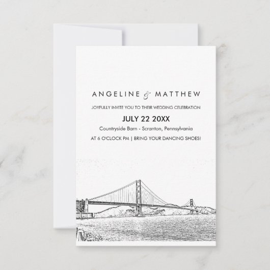 Golden Gate San Francisco Wedding Invitation Kaart (Voorkant)