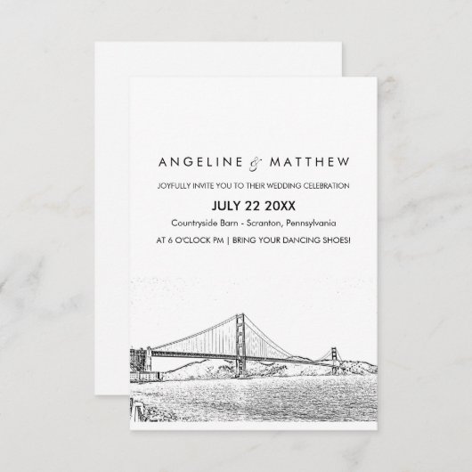 Golden Gate San Francisco Wedding Invitation Kaart (Voorkant / Achterkant)