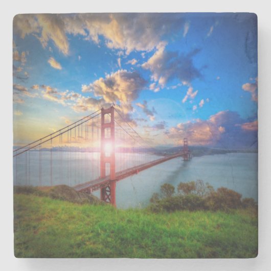 Golden Gate Sunrise Stenen Onderzetter (Voorkant)