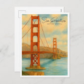 Golden Gate Uitzicht | Waterverf van San Francisco Feestdagenkaart (Voorkant / Achterkant)