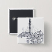 Golden Gate Vierkante Button 5,1 Cm (Voorkant /achterkant)