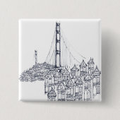 Golden Gate Vierkante Button 5,1 Cm (Voorkant)