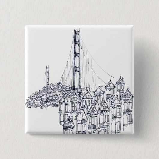 Golden Gate Vierkante Button 5,1 Cm (Voorkant)