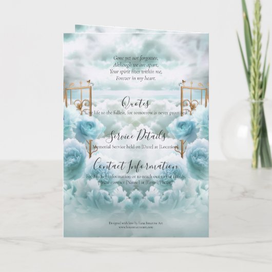 Golden Gates of Heaven Memorial Begrafenisprogramm Programma (Achterkant)