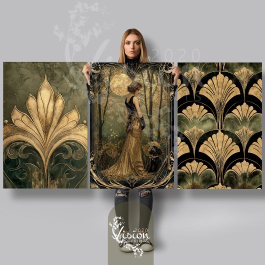 Golden Gatsby Hour Art Deco Zwaar Gewicht Decoupag Inpakpapier Vel