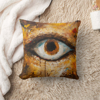 Golden Gaze - Abstracte oogkunst Kussen