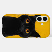 Golden Gaze: Black Cat iPhone 16 Case (Achterkant (horizontaal))