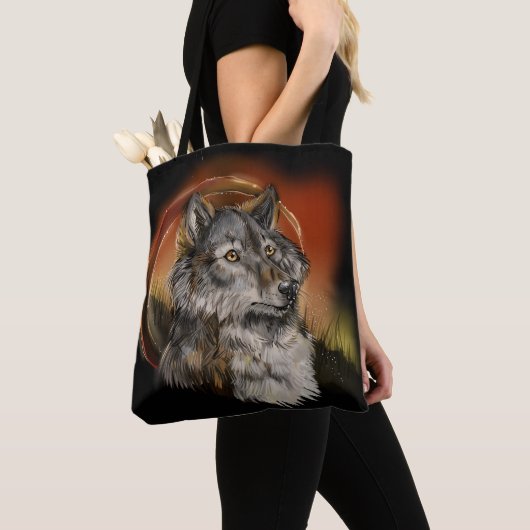 Golden Gaze en vangen een droomwolf Tote Bag (Dichtbij)