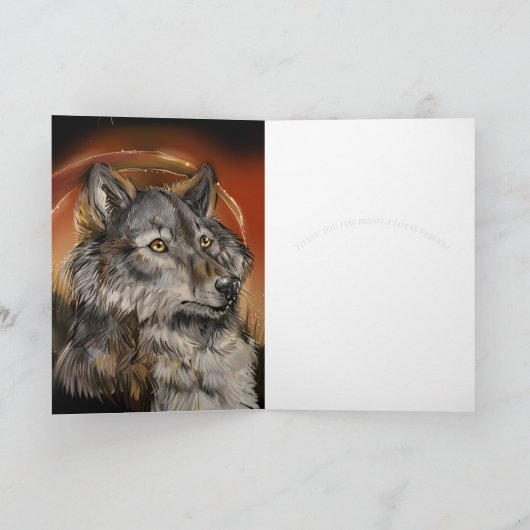 Golden Gaze Wolf Kaart (Binnen)