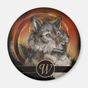 Golden Gaze Wolf Magneet